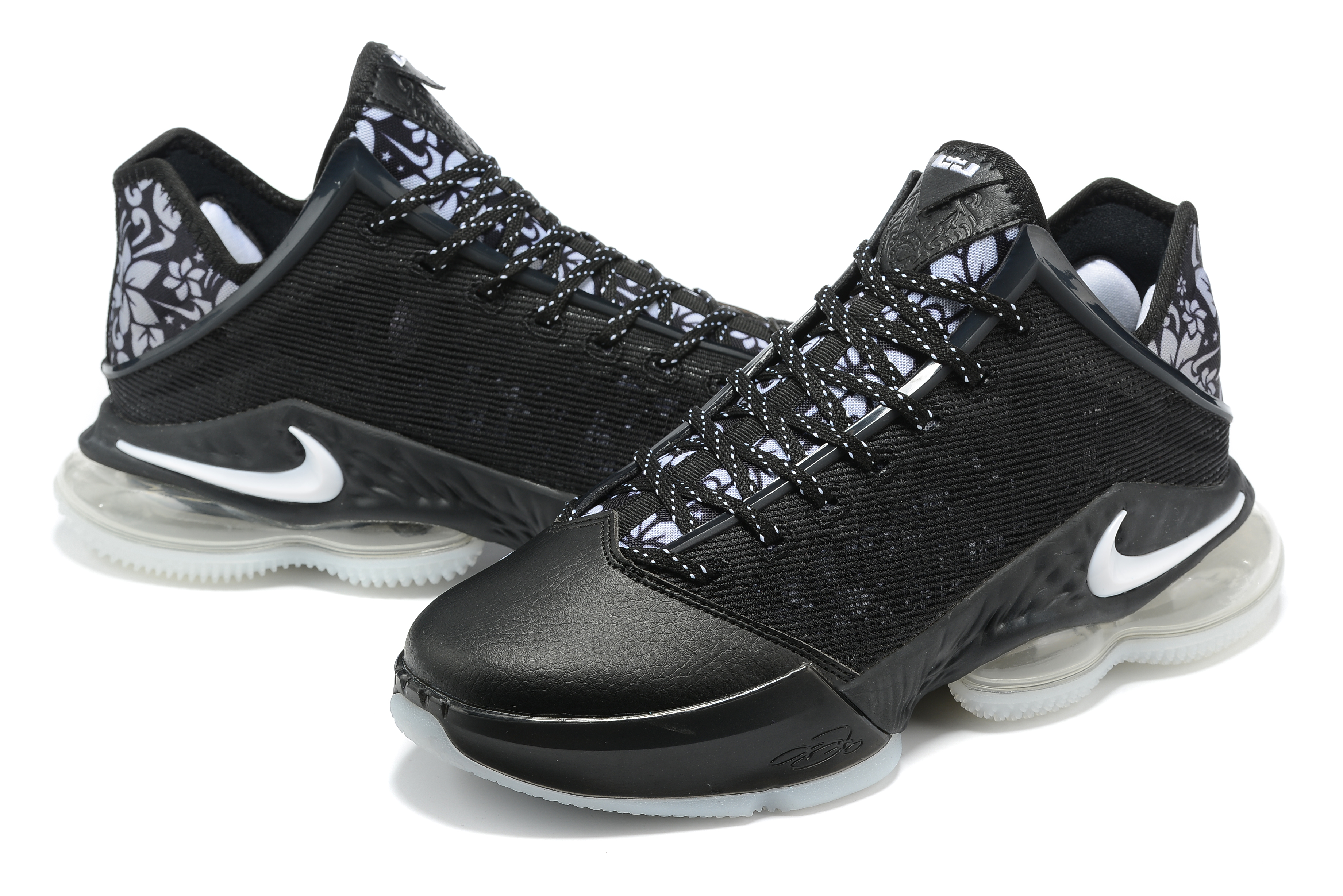 2022 Nike LeBron James 19 Low Black White Shoes - Click Image to Close